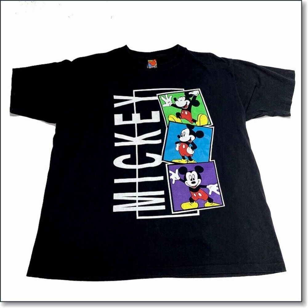 VTG Mickey Unlimited T Shirt OSFA‎ Large Adult Mouse Disney Black USA Cartoon